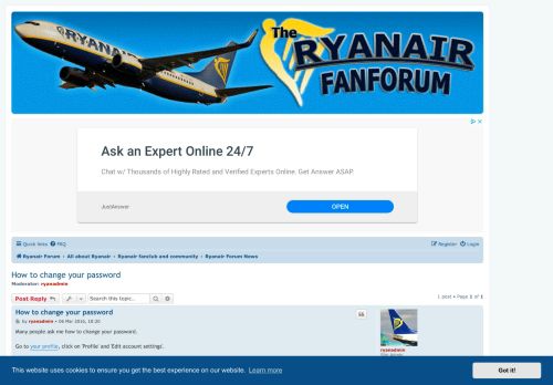 
                            7. How to change your password - Ryanair Forum