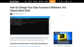 
                            5. How to Change Your User Account in Windows 10's Ubuntu Bash Shell