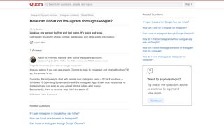 
                            11. How to chat on Instagram through Google - Quora