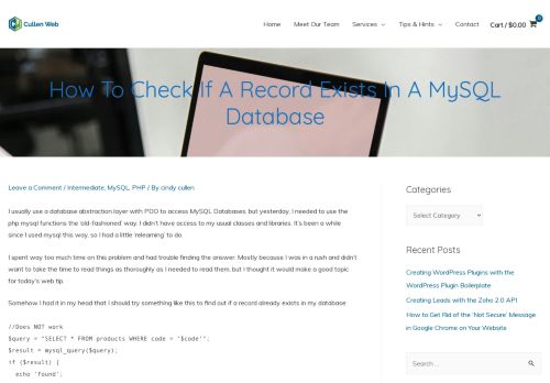 
                            10. How to Check if a Record Exists in a MySQL Database - Cullen Web ...