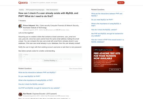 
                            9. How to check if a user already exists with MySQL and PHP? What do ...