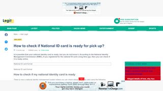 
                            5. How to check if National ID card is ready for pick up? ▷ Legit.ng