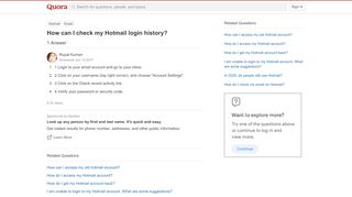 
                            6. How to check my Hotmail login history - Quora