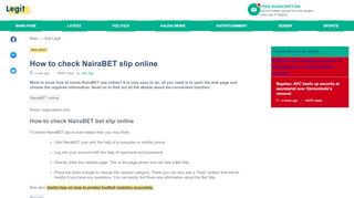 
                            4. How to check NairaBET slip online ▷ Legit.ng