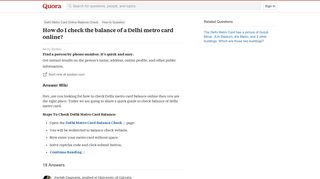 
                            3. How to check the balance of a Delhi metro card online - Quora