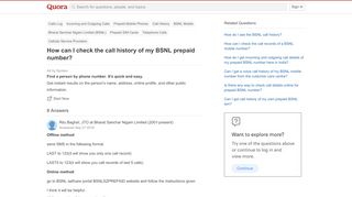 
                            1. How to check the call history of my BSNL prepaid number - Quora