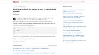
                            9. How to check the logged in user is an Admin in Laravel - Quora