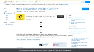 
                            8. How to check user status while login in laravel 5.3? - Stack Overflow