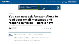 
                            1. How to check your email with Amazon Alexa - CNBC.com