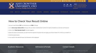 
                            11. How to Check Your Result Online - Ajayi Crowther University, Oyo