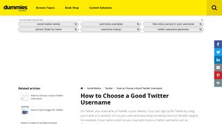 
                            5. How to Choose a Good Twitter Username - dummies