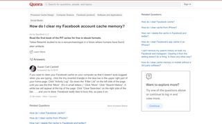 
                            3. How to clear my Facebook account cache memory - Quora
