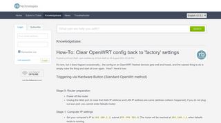 
                            13. How-To: Clear OpenWRT config back to 'factory' settings -