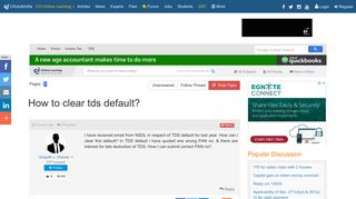 
                            10. How to clear tds default? - Income Tax Forum - CAclubindia