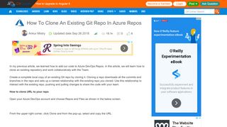 
                            13. How To Clone An Existing Git Repo In Azure Repos - C# Corner