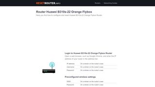 
                            6. How to Configure and Reset Huawei B310s-22 Orange Flybox Router