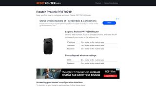 
                            7. How to Configure and Reset Prolink PRT7001H Router