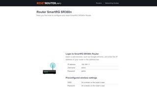 
                            11. How to Configure and Reset SmartRG SR360n Router