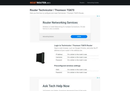 
                            9. How to Configure and Reset Technicolor / Thomson TG670 Router