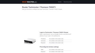 
                            5. How to Configure and Reset Technicolor / Thomson THG571 Router