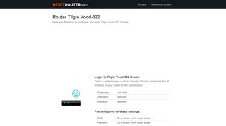 
                            11. How to Configure and Reset Tilgin Vood-322 Router