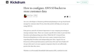 
                            9. How to configure AWS S3 bucket to store customer data - Kickdrum