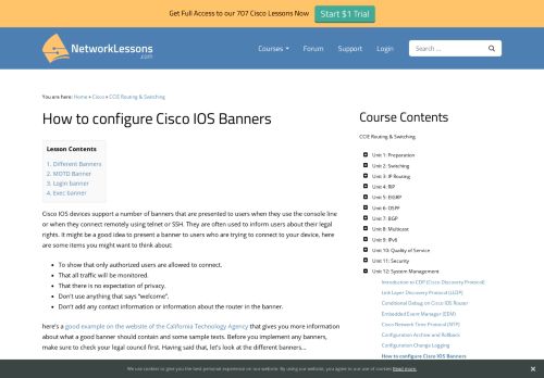 
                            9. How to configure Cisco IOS Banners | NetworkLessons.com