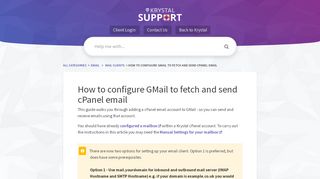 
                            10. How to configure GMail to fetch and send cPanel email - Krystal Hosting
