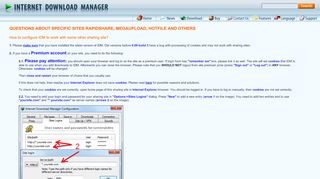 
                            2. How to configure IDM to work with some other sharing site?
