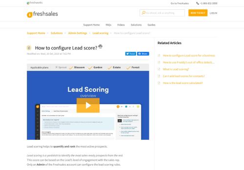 
                            6. How to configure Lead score? - Support : Freshsales