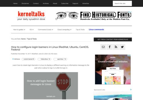 
                            5. How to configure login banners in Linux (RedHat, Ubuntu, CentOS ...