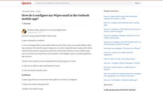 
                            12. How to configure my Wipro mail in the Outlook mobile app - Quora