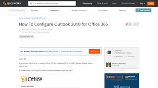 
                            12. How To Configure Outlook 2010 for Office 365 - Spiceworks Community