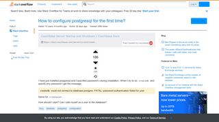 
                            1. How to configure postgresql for the first time? - Stack Overflow