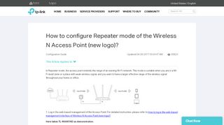 
                            9. How to configure Repeater mode of the Wireless N Access Point ...