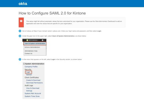 
                            6. How to Configure SAML 2.0 for Kintone - Setup SSO - Okta