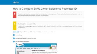 
                            10. How to Configure SAML 2.0 for Salesforce Federated ID - Okta