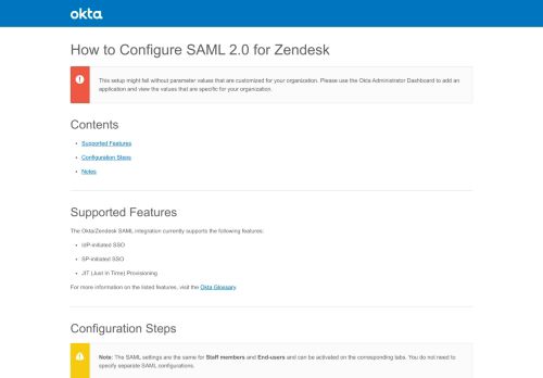 
                            5. How to Configure SAML 2.0 for Zendesk - Setup SSO - Okta