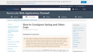 
                            13. How to Configure Syslog and other Logs | Barracuda Campus