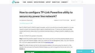 
                            7. How to configure TP-Link Powerline utility to secure my power line ...