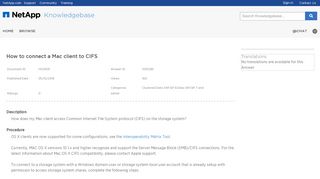 
                            13. How to connect a Mac client to CIFS - NetApp KB