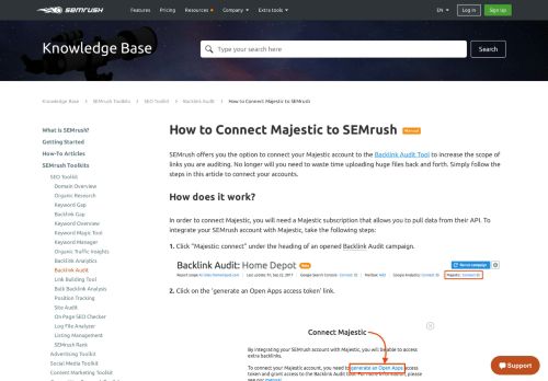 
                            8. How to Connect Majestic to SEMrush manual - SEMrush Toolkits Help ...