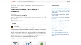 
                            2. How to connect MySQL to an Angular 4 application - Quora