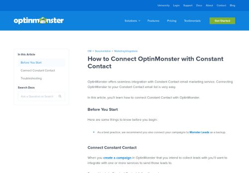 
                            8. How To Connect OptinMonster With Constant Contact