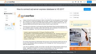 
                            5. How to connect sql server express database to VS 2017 - Stack Overflow