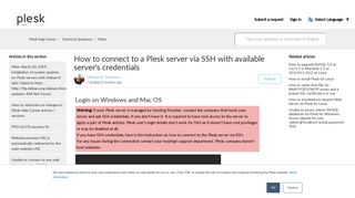 
                            4. How to connect to a Plesk server via SSH with available server's ...