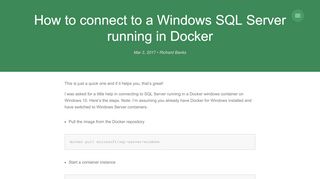 
                            6. How to connect to a Windows SQL Server running in Docker