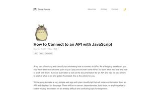 
                            6. How to Connect to an API with JavaScript – Tania Rascia