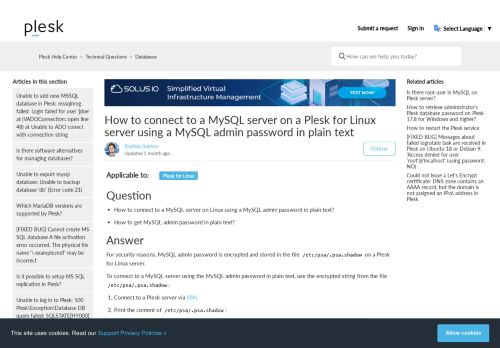 
                            11. How to connect to MySQL on a Plesk for Linux server using MySQL ...