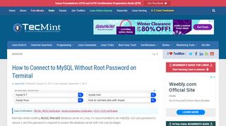 
                            12. How to Connect to MySQL Without Root Password on Terminal - Tecmint